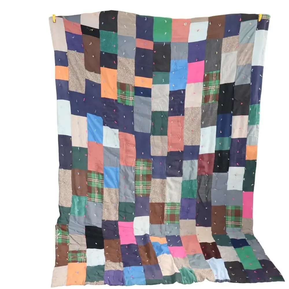 Vintage Handmade Patchwork Quilt 90x58 Heavy Cottagecore‎